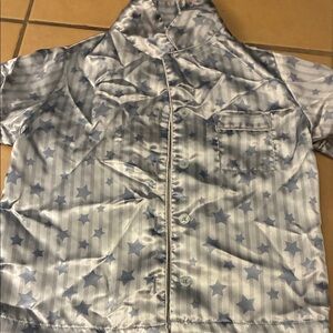 🔥5 for 20🔥Choose Happy Silver Star Patterned Satin Shirt